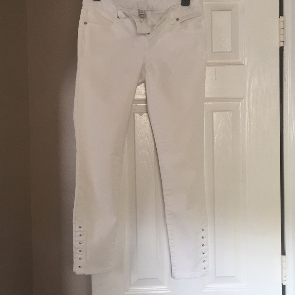 Cache White denim Capri jeans